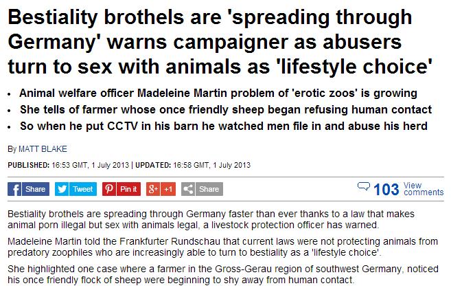 news article Bestiality brothels spreading Germany campaigner claims abusers sex animals lifestyle c news article Bestiality brothels spreading Germany campaigner claims abusers sex animals lifestyle c